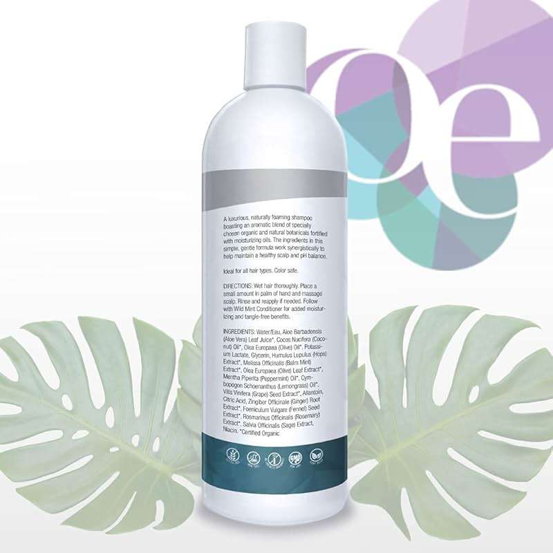 Organic Excellence Natural Organic Shampoo, Wild Mint & Rosemary, Chemical Free, Plant-Based, Toxin-Free, Cruelty-Free, Certified Herbs & Oils For Healthy Full-Bodied Hair 16 fl. oz - Image 3