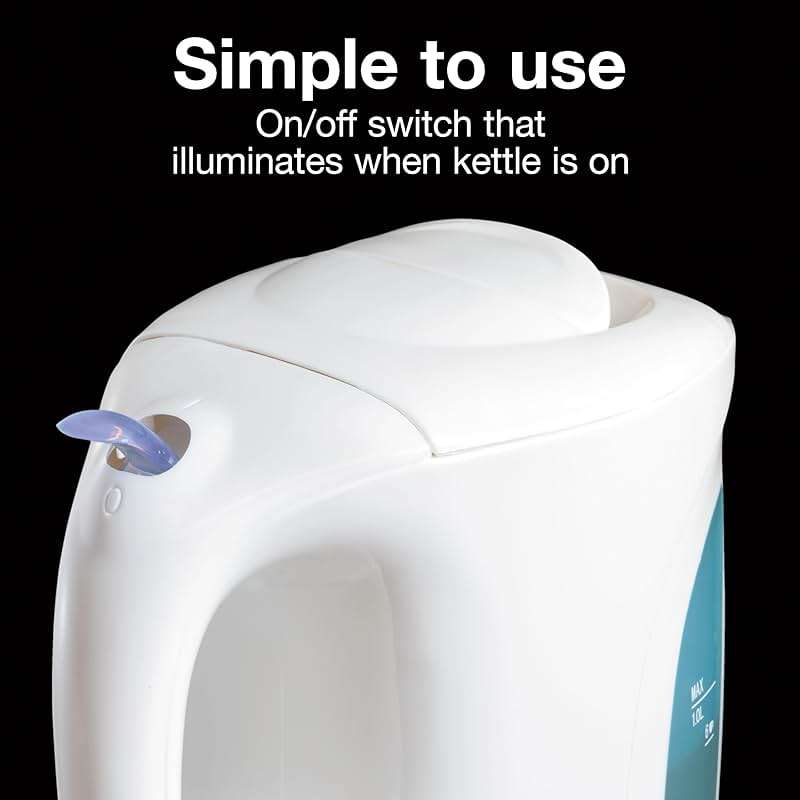 Proctor Silex Electric Tea Kettle, Water Boiler & Heater Auto-Shutoff & Boil-Dry Protection, 1000 Watts for Fast Boiling, 1 Liter, White - Image 6