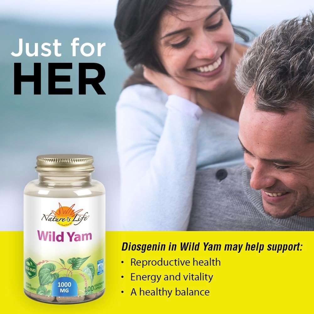 Nature's Life Wild Yam 1000mg Herbal Supplement | Womens Health Formula | with Diosgenin for Healthy Balance Support | Non-GMO | 100 Veg Caps - Image 2