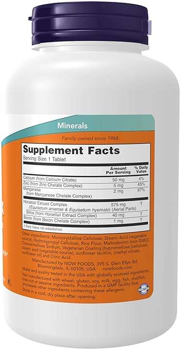 NOW Foods Supplements, Silica Complex with Horsetail Extract, Supports Hair, Skin and Nail Health*, Structural Support*, 180 Tablets - Image 3
