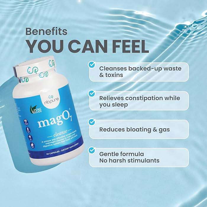 nbpure MagO7 - Natural Colon Cleanse & Detox - Occasional Constipation Relief, Stool Softener, & Bloating Support for Men & Women - Ozonated Magnesium Oxide, 180 Capsules - Image 4