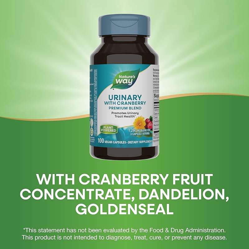 Nature's Way Urinary with Cranberry Premium Blend, Promotes Urinary Tract Health*, with Cranberry, Dandelion, Vegan, Non-GMO Project Verified, 100 Capsules (Packaging May Vary) - Image 4