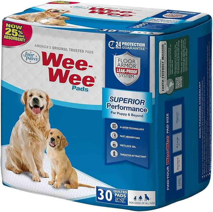 Four Paws Wee-Wee Superior Performance Unscented Pee Pads for Dogs & Puppies, Quilted Leak-Proof Dog Housebreaking Potty Training Floor Protection, 22" x 23", 30 Count - Image 11