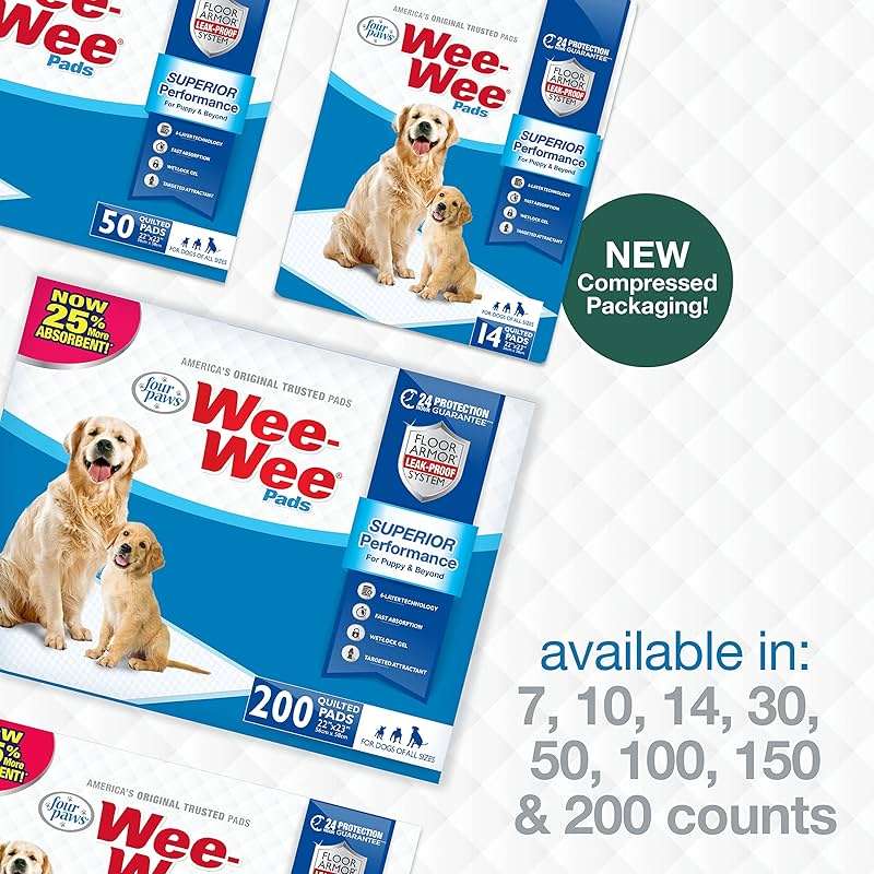Four Paws Wee-Wee Superior Performance Unscented Pee Pads for Dogs & Puppies, Quilted Leak-Proof Dog Housebreaking Potty Training Floor Protection, 22" x 23", 30 Count - Image 9
