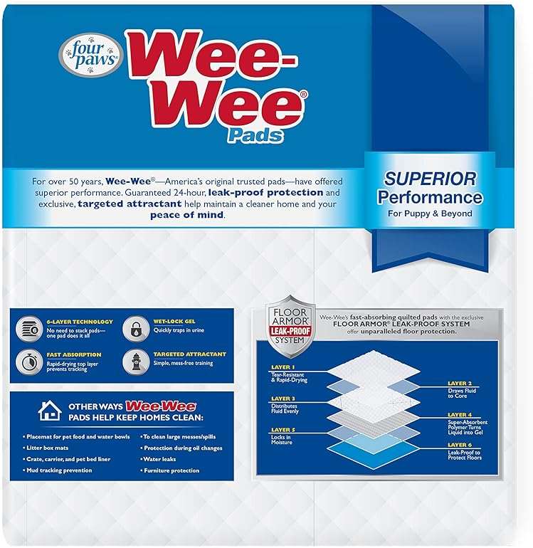 Four Paws Wee-Wee Superior Performance Unscented Pee Pads for Dogs & Puppies, Quilted Leak-Proof Dog Housebreaking Potty Training Floor Protection, 22" x 23", 30 Count - Image 10