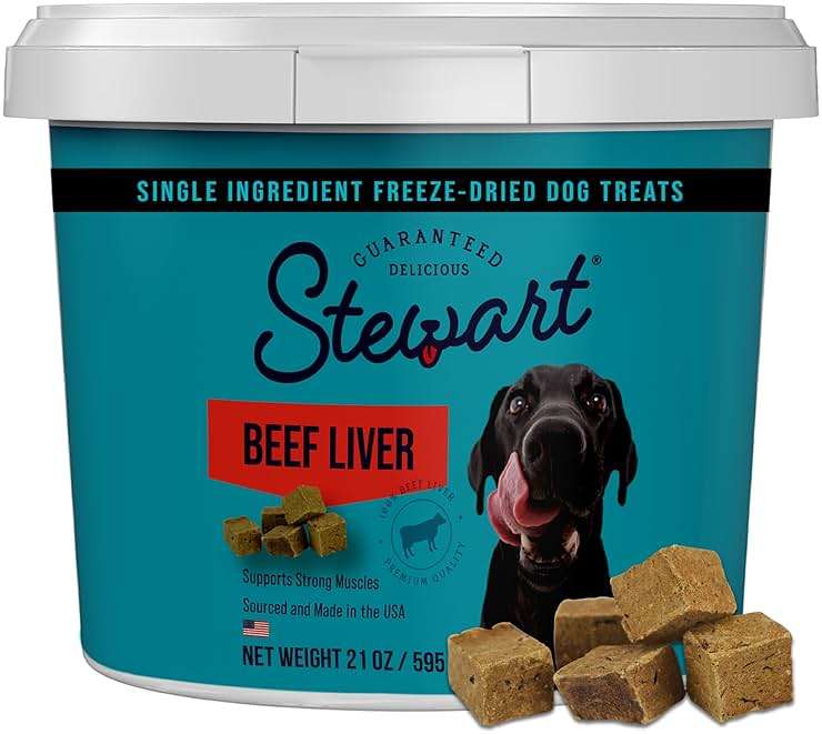 Stewart 100% Beef Liver Dog and Cat Treats | 21 oz Tub | ~475 Pieces | Freeze Dried Raw | 50% Protein | Single Ingredient | Grain Free Training Treats or Meal Topper - Image 1