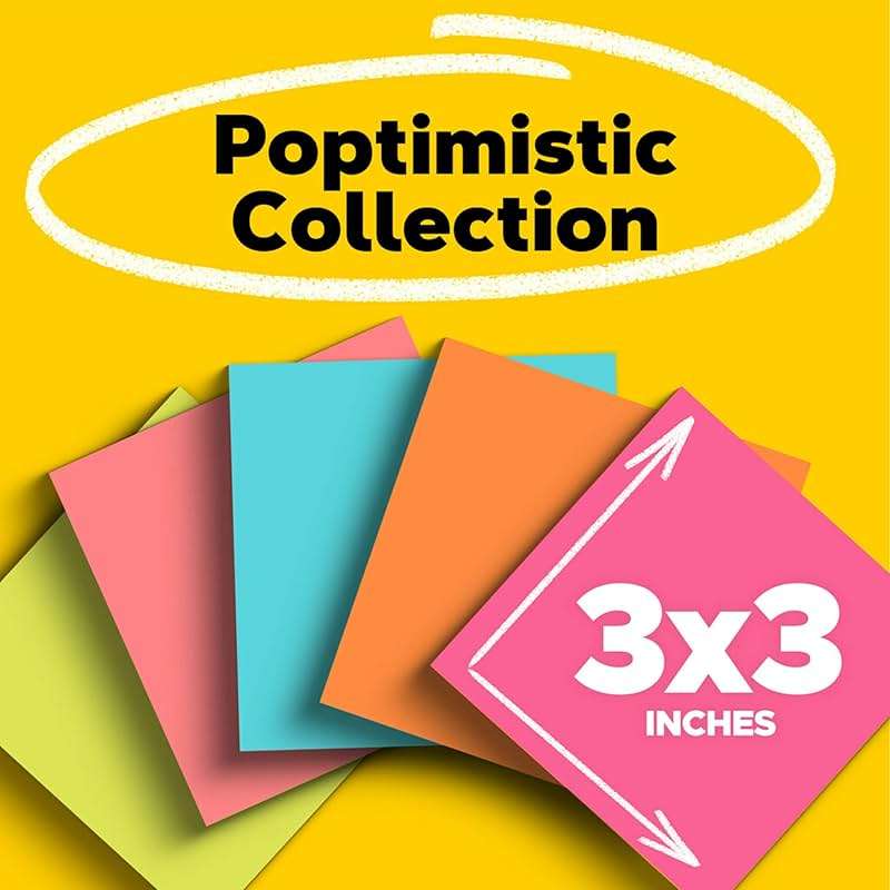 Post-it Notes, 3 in x 3 in. 14 Sticky Notes Pads, 100 Sheets per Pad, Poptimistic Collection, School Supplies and Oﬃce Products, The Original Post-it Note - Image 3