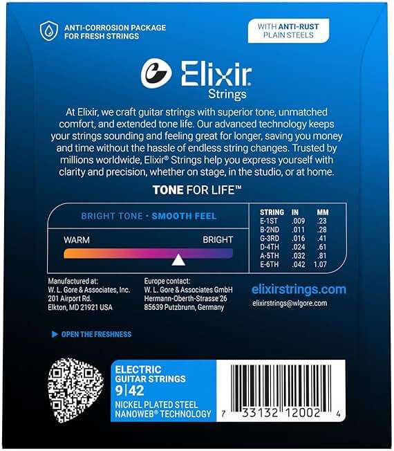 Elixir Strings, Electric Guitar Strings, Nickel Plated Steel with NANOWEB Technology, Longest-Lasting Bright Tone with Comfortable Feel, 6 String Set, Super Light 9-42 - Image 2