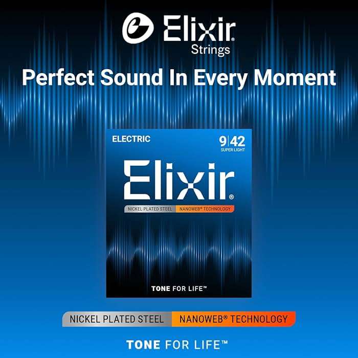 Elixir Strings, Electric Guitar Strings, Nickel Plated Steel with NANOWEB Technology, Longest-Lasting Bright Tone with Comfortable Feel, 6 String Set, Super Light 9-42 - Image 3