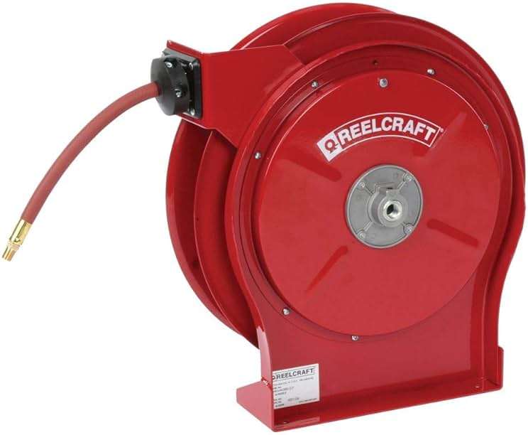 Reelcraft A5835 OLP Premium Duty Spring Retractable Hose Reel, 1/2" x 35', 300 Psi, Air/Water Hose Included - Image 1