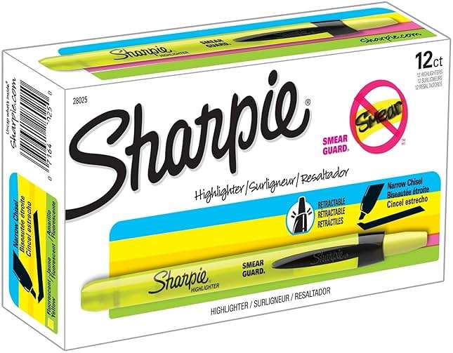 Sharpie Retractable Highlighters, Chisel Tip, Fluorescent Yellow, 12 Count - Image 1