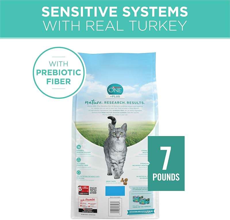 Purina ONE Sensitive Stomach, Sensitive Skin, Natural Dry Cat Food, +Plus Sensitive Skin and Stomach Formula - 7 lb. Bag - Image 6