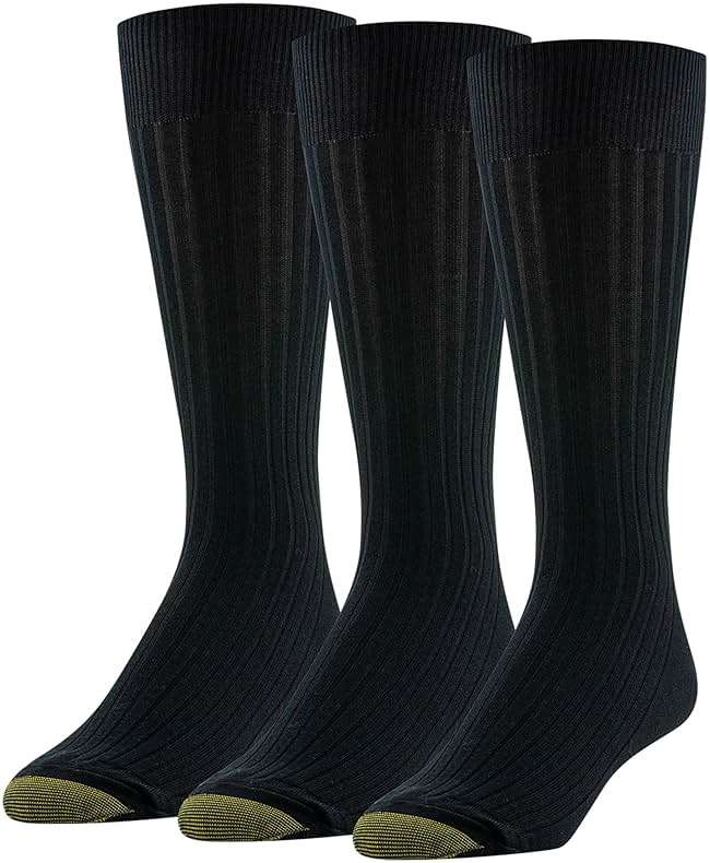 GOLDTOE Men's Classic Canterbury Crew Dress Socks, 3-Pairs - Image 1