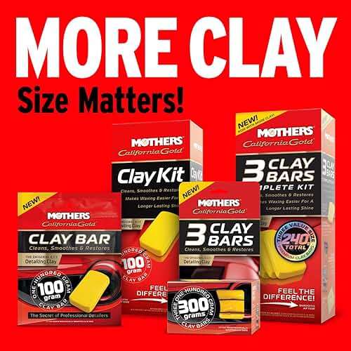 Mothers California Gold 3 Clay Bar Complete Kit, 3 80-gram Clay Bars + 16 oz. Instant Detailer + Microfiber Towel — Removes Contaminants, Restores Brilliance & Smoothness of Paint (07240) - Image 8