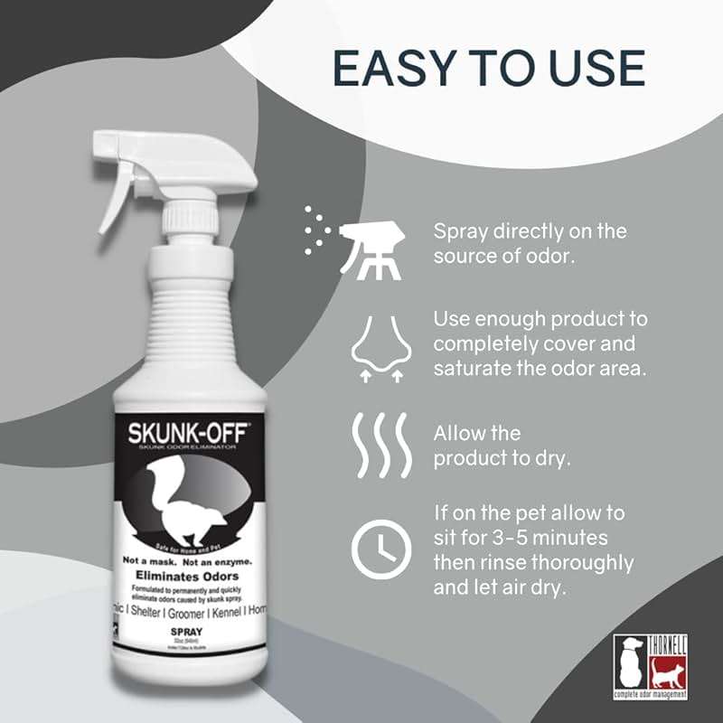 Skunk Off Odor eliminator pet spray 32oz - Safe for head & face - Ready to use skunk odor remover. Non-enzymatic formula safe for pets & people. - Image 2
