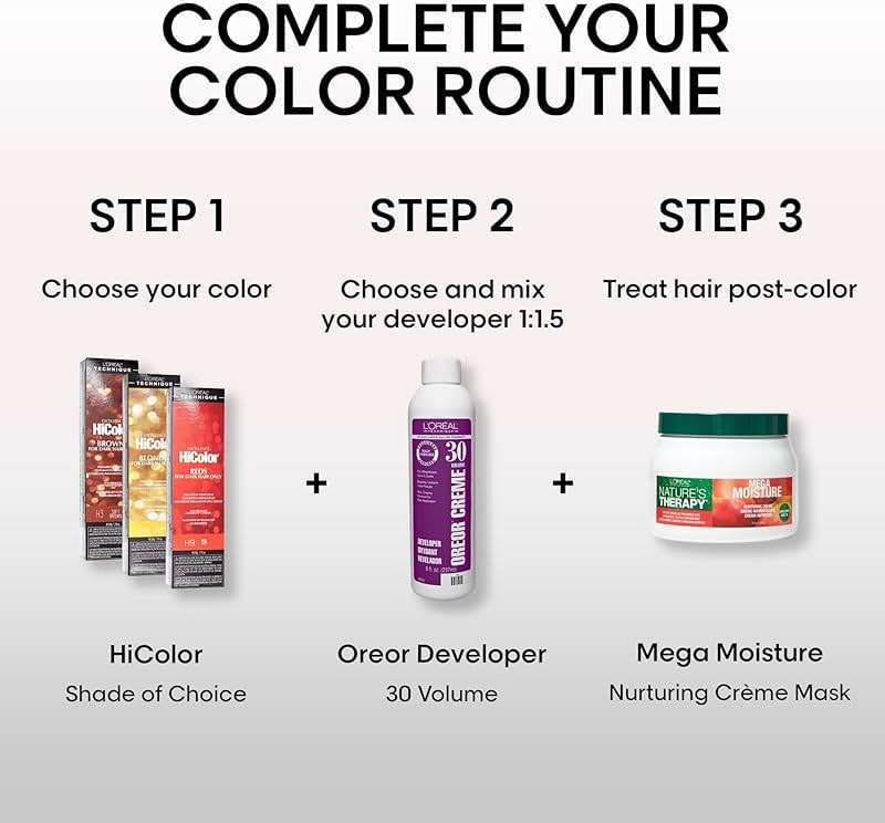 L'Oréal Technique HiColor Browns & Blondes Permanent Hair Color - Lifts Dark Hair in One Step Leaving No Brassiness, Rich and Smooth Creme Formula, Intense & Long-Lasting - Image 4