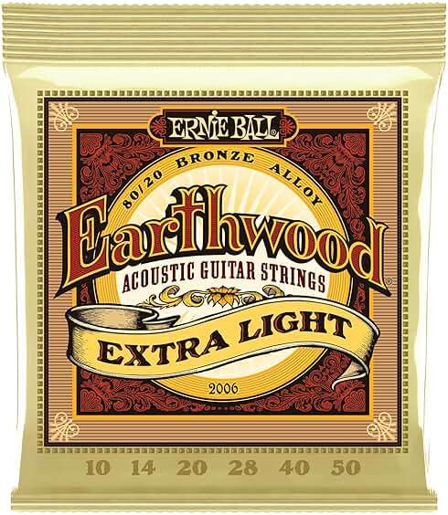 Ernie Ball Earthwood Extra Light 80/20 Bronze Acoustic Guitar Strings, 10-50 Gauge (P02006) - Image 1