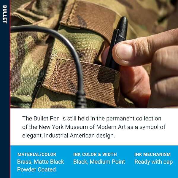 Fisher Space Pen Matte Black Bullet Pen, Pressurized Ballpoint Pen, Compact Size, Writes Upside Down, Extreme Temperatures, Smooth Black Ink, Medium Point, Pocket Clip, Gift Box, Made in the USA - Image 3