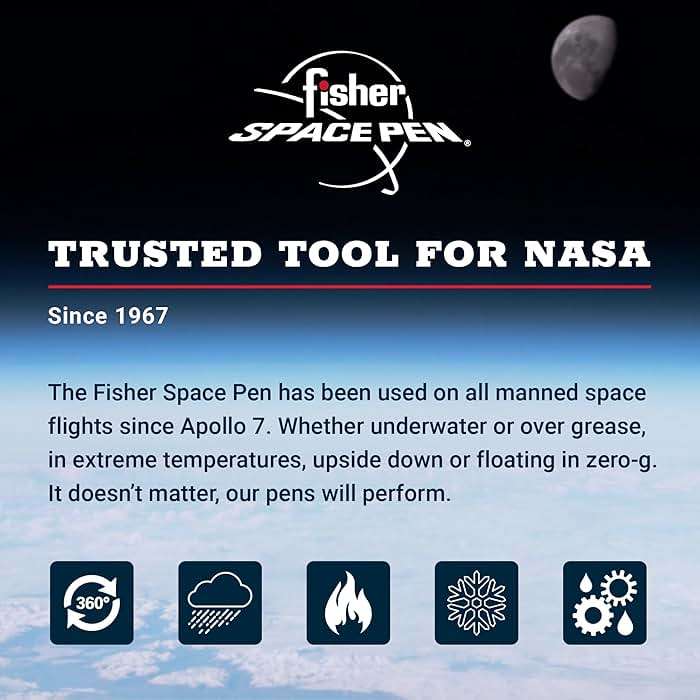 Fisher Space Pen Matte Black Bullet Pen, Pressurized Ballpoint Pen, Compact Size, Writes Upside Down, Extreme Temperatures, Smooth Black Ink, Medium Point, Pocket Clip, Gift Box, Made in the USA - Image 4