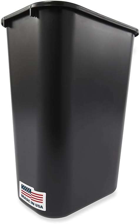 Rubbermaid Commercial Wastebasket Trash Container, 41QT/10.25 GAL, Plastic, Black, Stackable Trash Can for Bedroom/Bathroom/Office, Fits Under Desk/Sink/Cabinet - Image 1