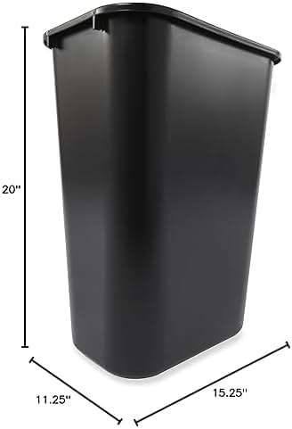 Rubbermaid Commercial Wastebasket Trash Container, 41QT/10.25 GAL, Plastic, Black, Stackable Trash Can for Bedroom/Bathroom/Office, Fits Under Desk/Sink/Cabinet - Image 6