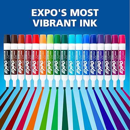 EXPO Dry Erase Markers, Low Odor Ink, Assorted Colors, Chisel Tip, 12 Count - Image 7