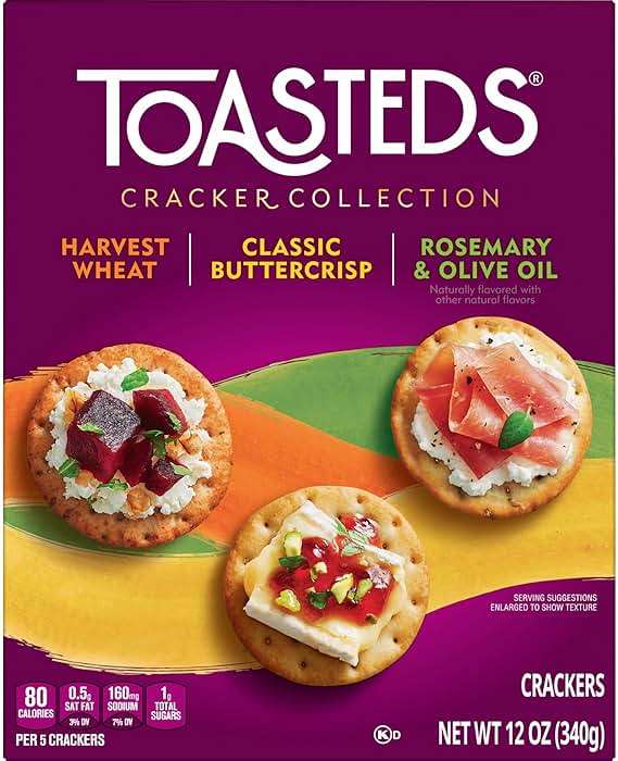 Toasteds Crackers, Cracker Collection, Lunch Snacks, Variety Pack, 12oz Box (1 Box) - Image 8