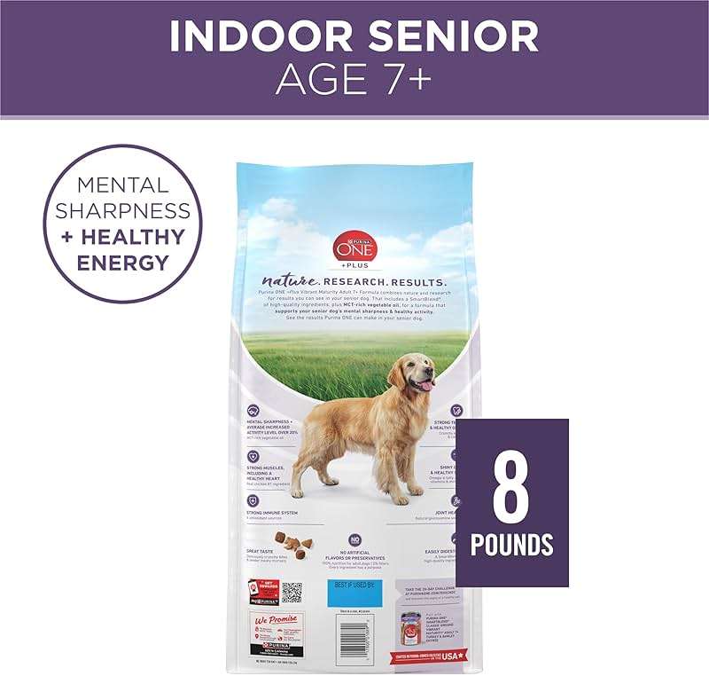 Purina ONE High Protein Dry Senior Dog Food Plus Vibrant Maturity Adult 7 Plus Formula - 8 lb. Bag - Image 6