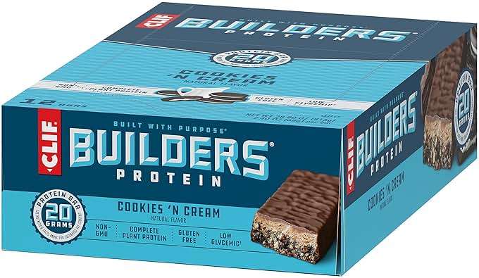 CLIF BUILDERS Protein Bars - Cookies 'n Cream Flavor - 20g Plant Based Protein - Gluten Free - Non-GMO - Low Glycemic - No Artificial Sweeteners - 2.4 oz. (12 Pack) - Image 12