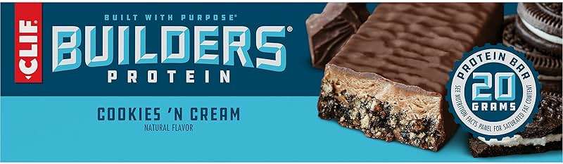 CLIF BUILDERS Protein Bars - Cookies 'n Cream Flavor - 20g Plant Based Protein - Gluten Free - Non-GMO - Low Glycemic - No Artificial Sweeteners - 2.4 oz. (12 Pack) - Image 14