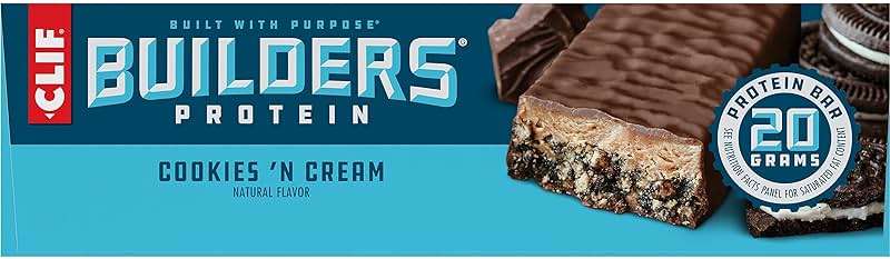 CLIF BUILDERS Protein Bars - Cookies 'n Cream Flavor - 20g Plant Based Protein - Gluten Free - Non-GMO - Low Glycemic - No Artificial Sweeteners - 2.4 oz. (12 Pack) - Image 15