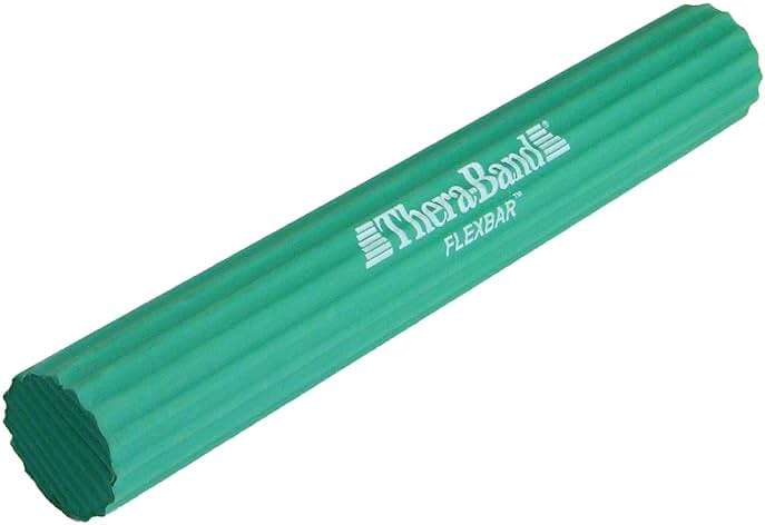 THERABAND FlexBar Resistance Bar, Medium, Green Flex Therapy Bar for Physical Therapy, Wrist & Forearm Exercise Equipment, Non Slip Grip, Compact Design - Image 1