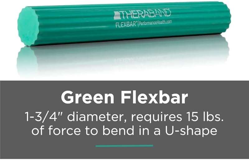THERABAND FlexBar Resistance Bar, Medium, Green Flex Therapy Bar for Physical Therapy, Wrist & Forearm Exercise Equipment, Non Slip Grip, Compact Design - Image 4