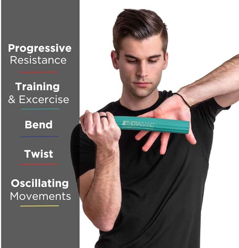 THERABAND FlexBar Resistance Bar, Medium, Green Flex Therapy Bar for Physical Therapy, Wrist & Forearm Exercise Equipment, Non Slip Grip, Compact Design - Image 6