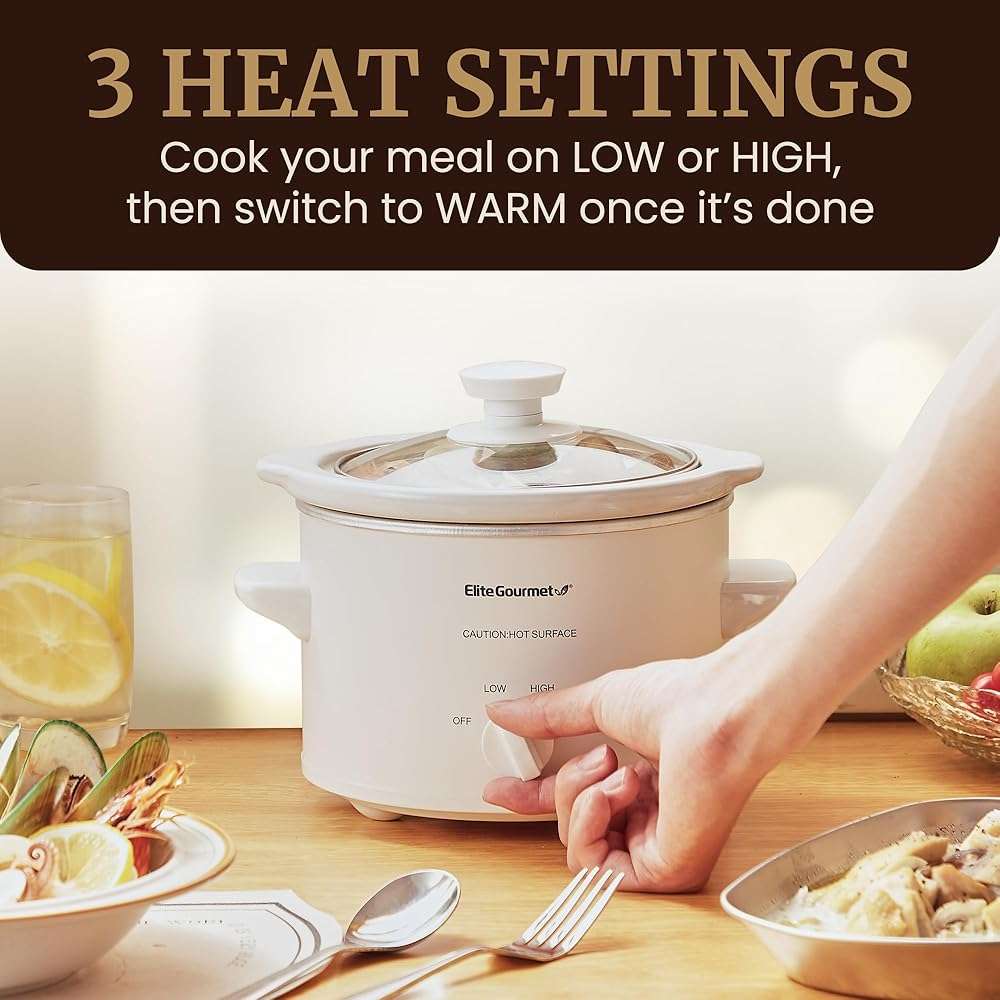 Elite Gourmet MST-250XW Electric Slow Cooker Ceramic Pot Adjustable Temp, Entrees, Sauces, Stews & Dips, Dishwasher Safe Glass Lid & Crock - Image 2