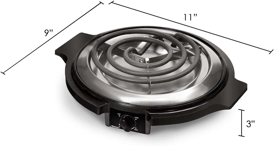 Elite Gourmet ESB-300X Single Countertop Coiled Burner, 1000 Watts Electric Hot Plate, Temperature Controls, Power Indicator Lights, Easy to Clean, Black - Image 3