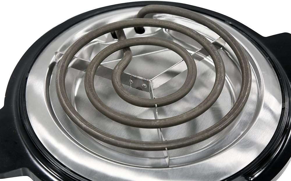 Elite Gourmet ESB-300X Single Countertop Coiled Burner, 1000 Watts Electric Hot Plate, Temperature Controls, Power Indicator Lights, Easy to Clean, Black - Image 4