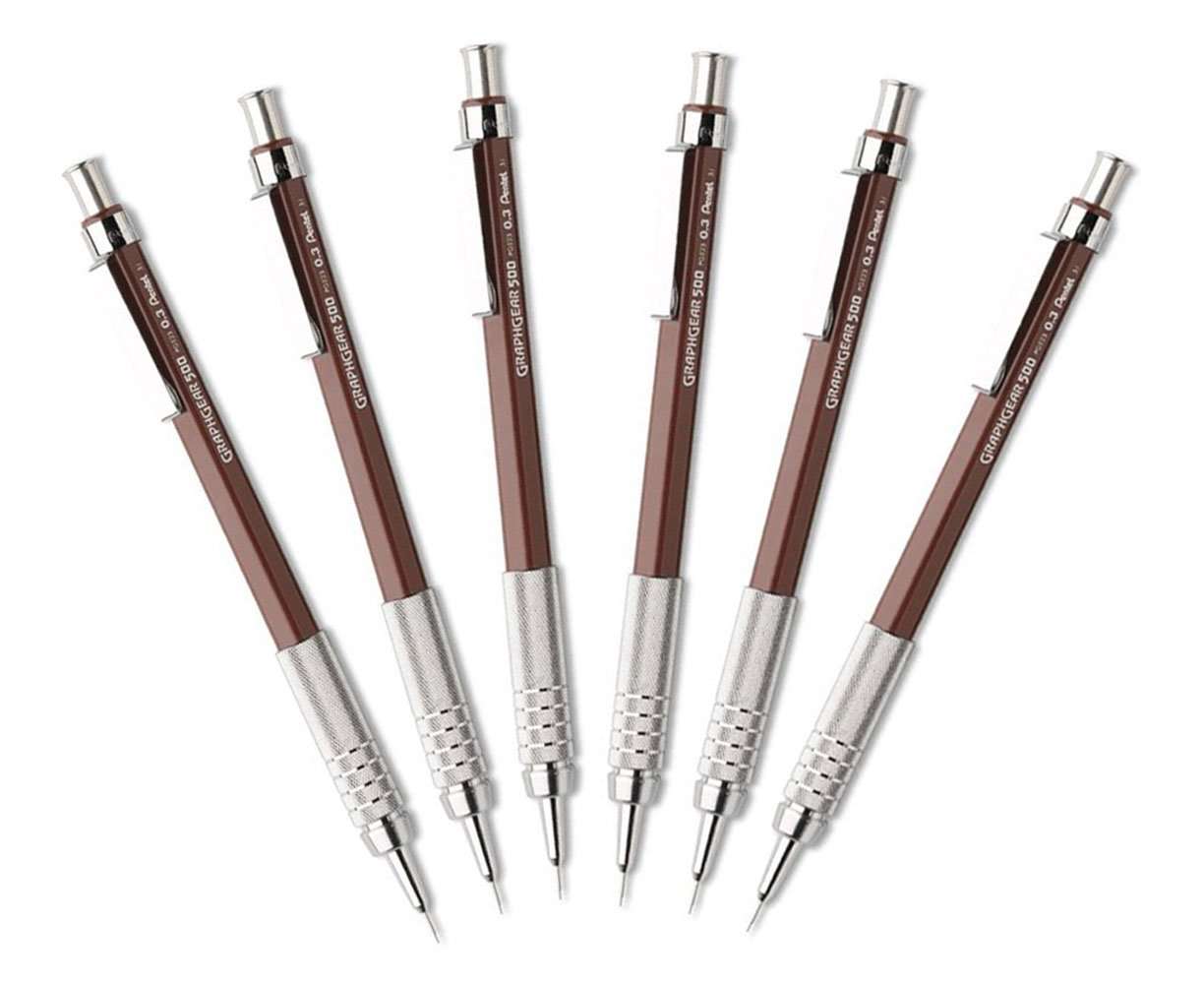 Pentel GraphGear 500 Mechanical Drafting Pencil, (0.3mm), Extra Fine Line, Brown Barrel (PG523E) - Image 1