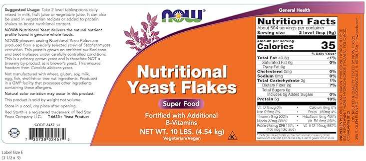 NOW Foods Supplements, Nutritional Yeast Flakes, Fortified with Additional B-Vitamins, Super Food, 10-Pound - Image 2