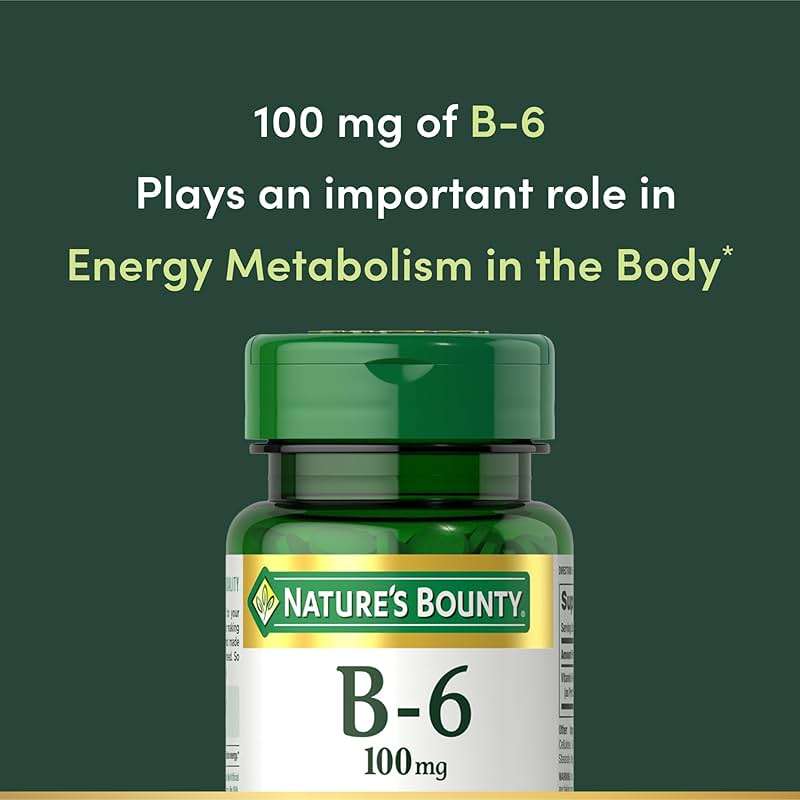 Nature's Bounty Vitamin B6 100mg Tablets - Supports Energy Metabolism & Nervous System Health, 100 Ct - Image 3