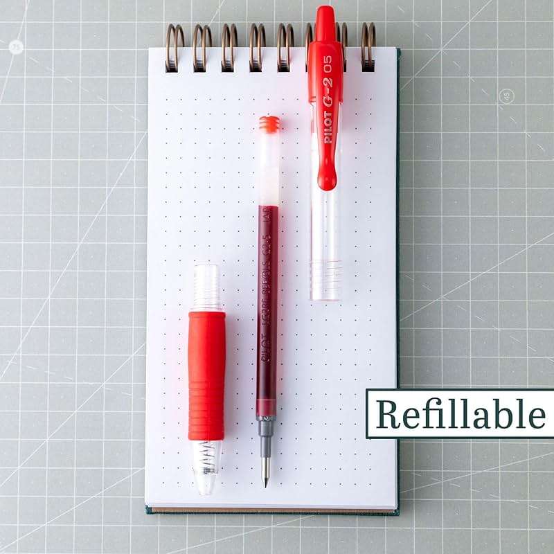 Pilot G2 Premium Refillable and Retractable Rolling Ball Gel Pens, Extra Fine Point, Gel Ink Pens, 0.5mm, Red Ink, 12-Pack - Image 4