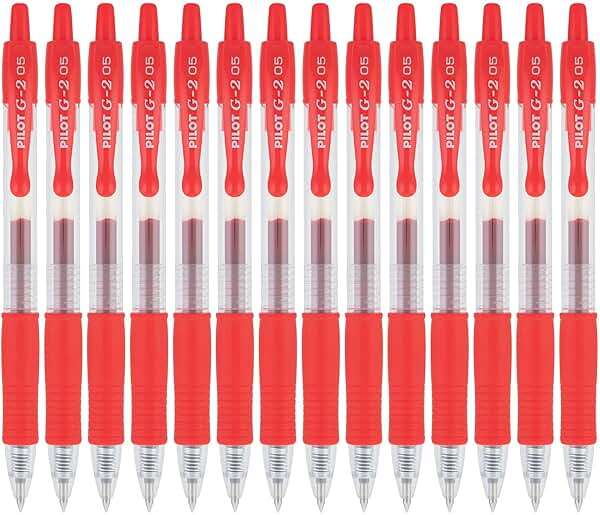 Pilot G2 Premium Refillable and Retractable Rolling Ball Gel Pens, Extra Fine Point, Gel Ink Pens, 0.5mm, Red Ink, 12-Pack - Image 5
