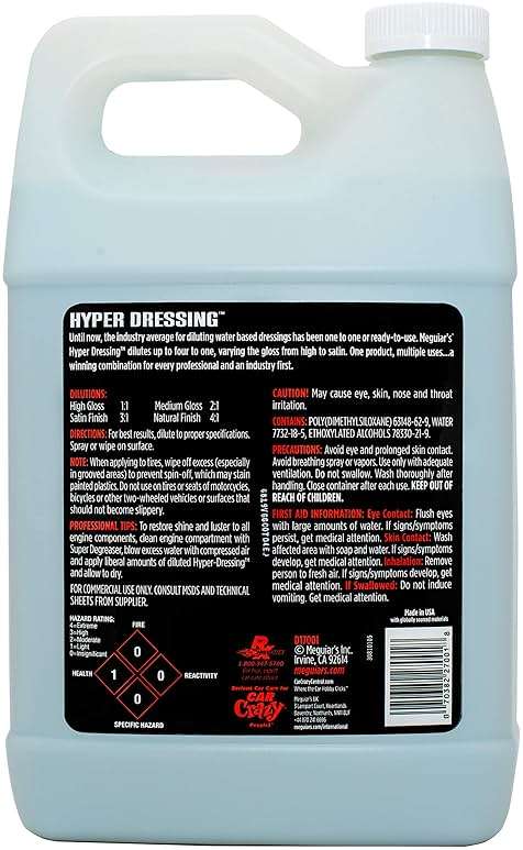 Meguiar's D17001 Hyper Dressing -1 Gallon, Give Your Cars Trim Pieces the Best Shine & Gloss, Factory, 128 Fl Oz (Pack of 1) - Image 3