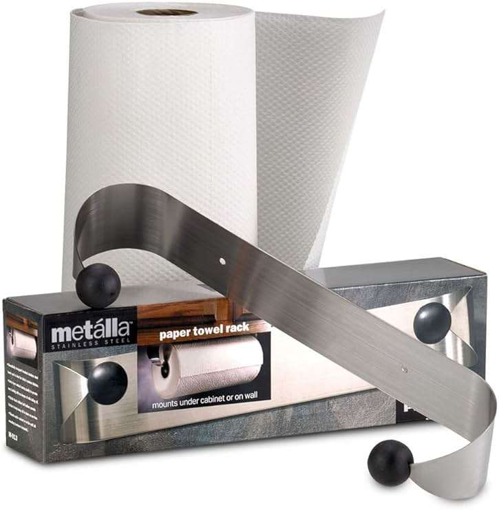 Prodyne Under Cabinet Paper Towel Holder, Silver and Black Small - Image 4
