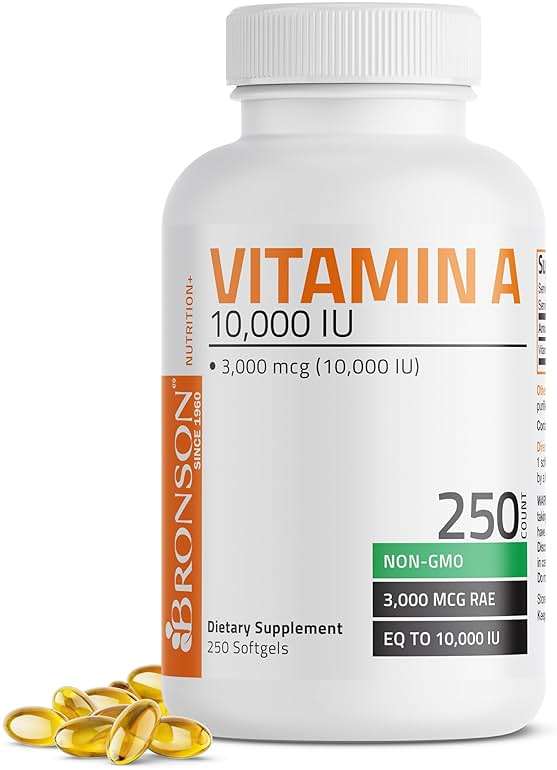 Bronson Vitamin A 10,000 IU Premium Non-GMO Formula Supports Healthy Vision & Immune System and Healthy Growth & Reproduction, 250 Softgels - Image 1