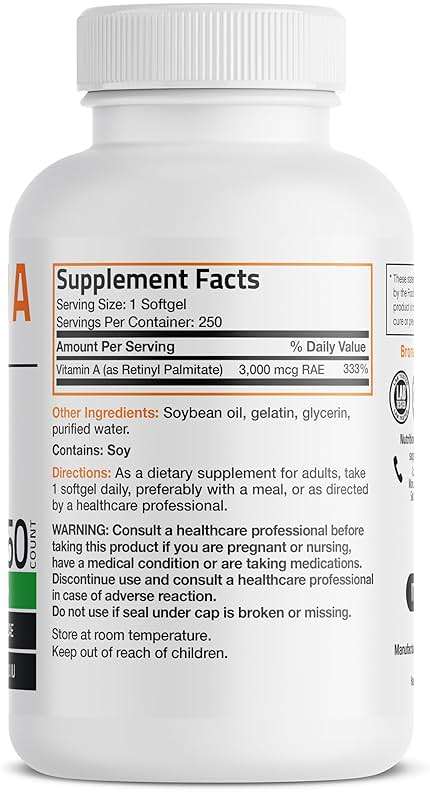 Bronson Vitamin A 10,000 IU Premium Non-GMO Formula Supports Healthy Vision & Immune System and Healthy Growth & Reproduction, 250 Softgels - Image 2