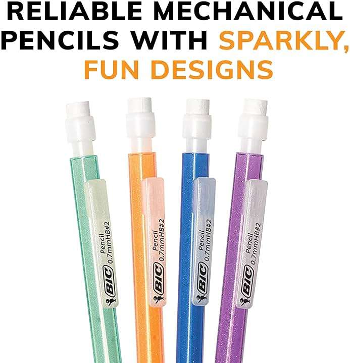 BIC Xtra-Sparkle Number 2 Mechanical Pencils With Erasers, Medium Point (0.7mm), 24-Count Pack, Mechanical Pencils for School Supplies - Image 6