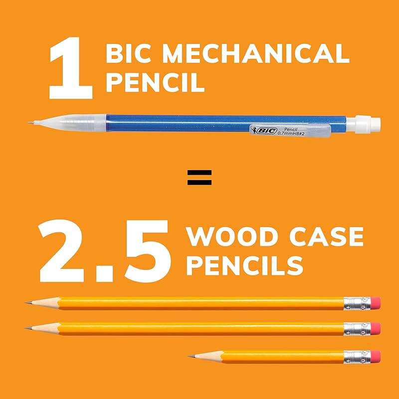 BIC Xtra-Sparkle Number 2 Mechanical Pencils With Erasers, Medium Point (0.7mm), 24-Count Pack, Mechanical Pencils for School Supplies - Image 7