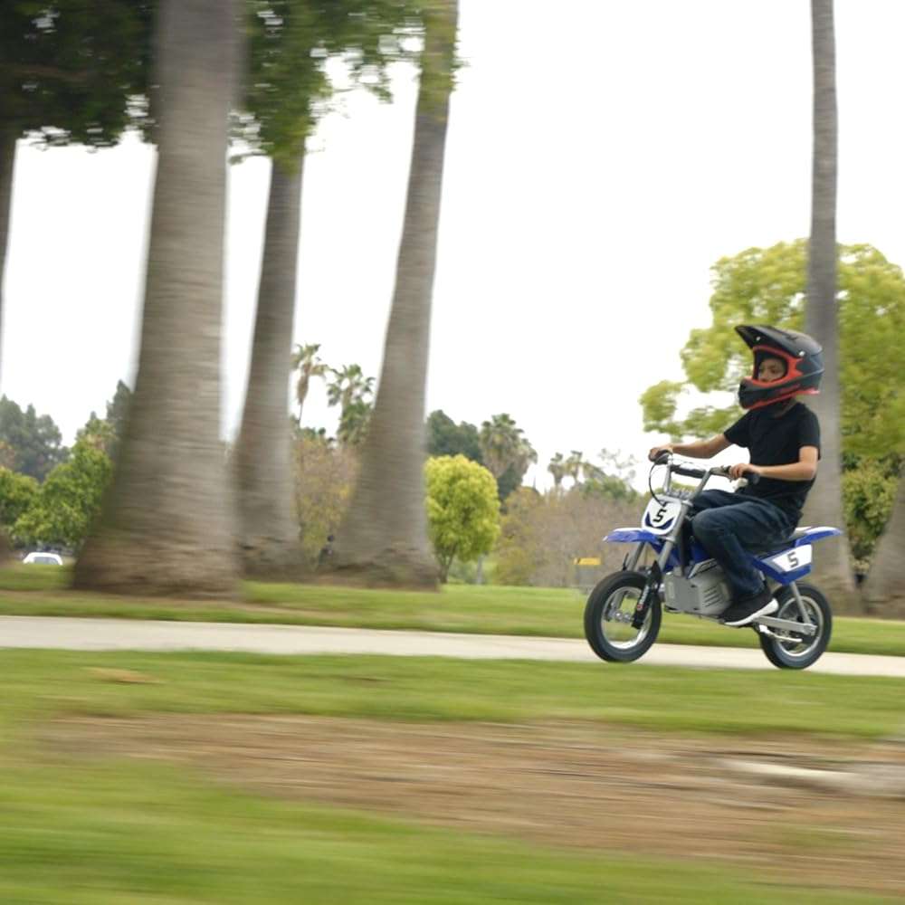 Razor MX350 Dirt Rocket Electric Bike for Kids Ages 8+, 140 lb Max Weight, Blue – 24V Battery, Up to 14 Mph, 30-Min Ride Time on High Speed, Twist-Grip Throttle, Spoked Wheels w/ 12” Pneumatic Tires - Image 7