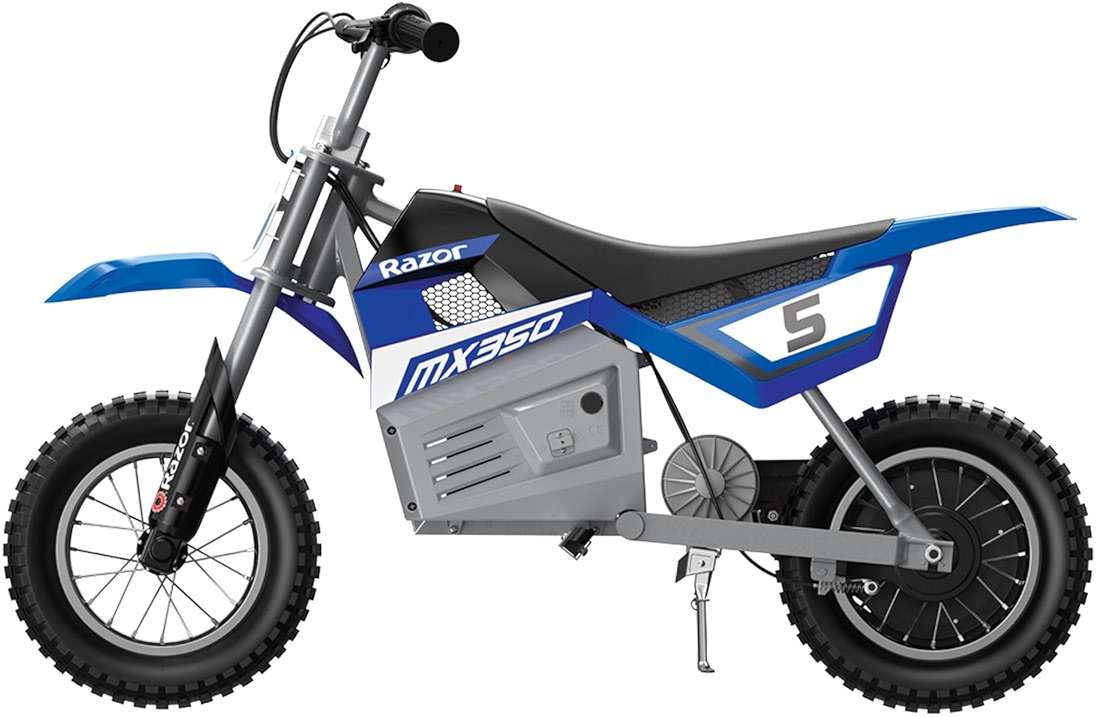 Razor MX350 Dirt Rocket Electric Bike for Kids Ages 8+, 140 lb Max Weight, Blue – 24V Battery, Up to 14 Mph, 30-Min Ride Time on High Speed, Twist-Grip Throttle, Spoked Wheels w/ 12” Pneumatic Tires - Image 9